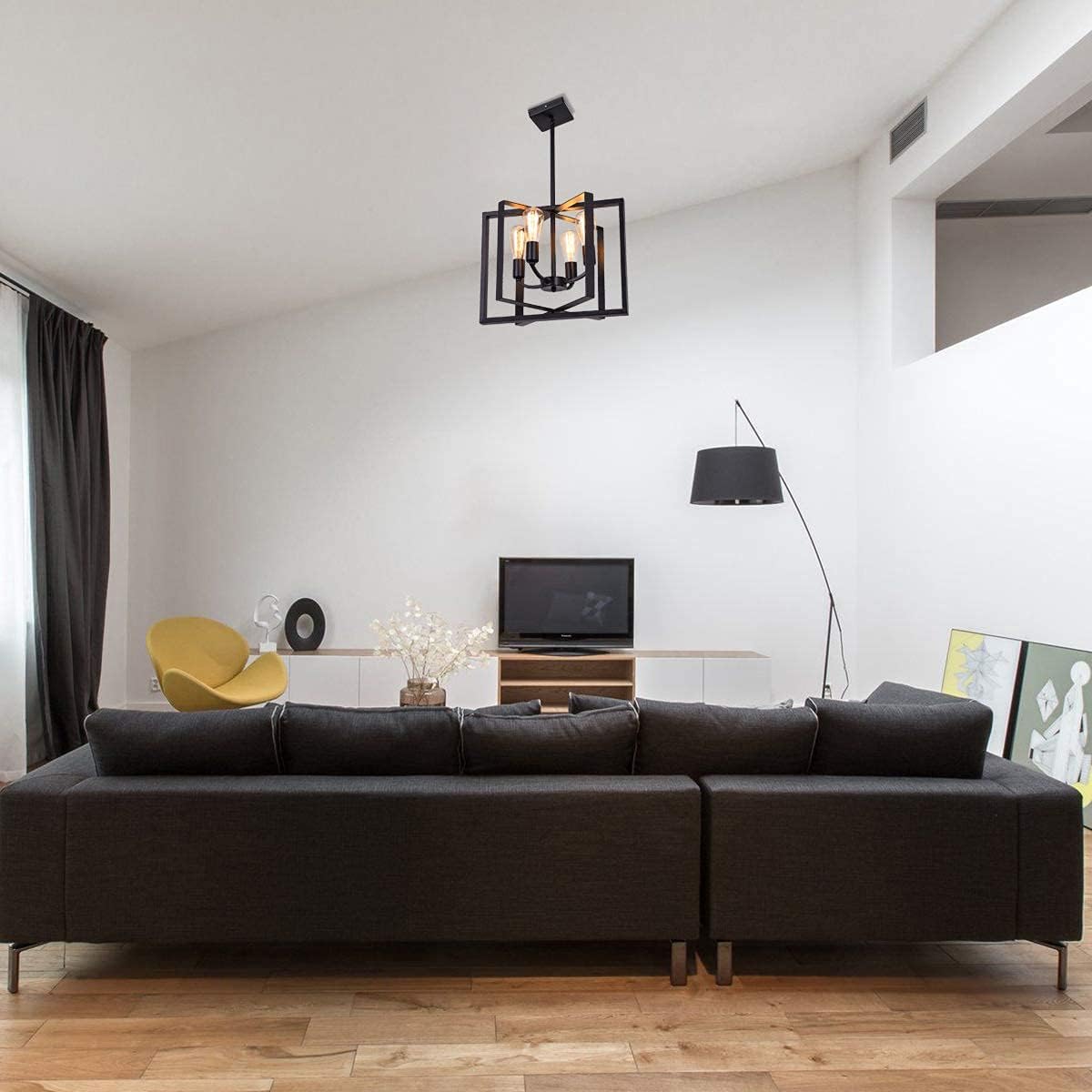 SEEBLEN 4- Light Pendant Light Black Adjustable Hanging Lights Vintage Foyer Lantern for Kitchen lsland Dining Room Hallway Farmhouse Ceiling Lights - - 