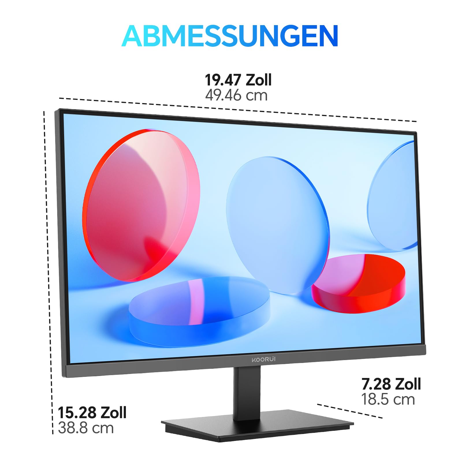 KOORUI E2412F 24 Zoll Monitor, FHD 1920x1080 100Hz, HDMI 1.4, Eye Care, 5ms GtG, VESA 100x100mm