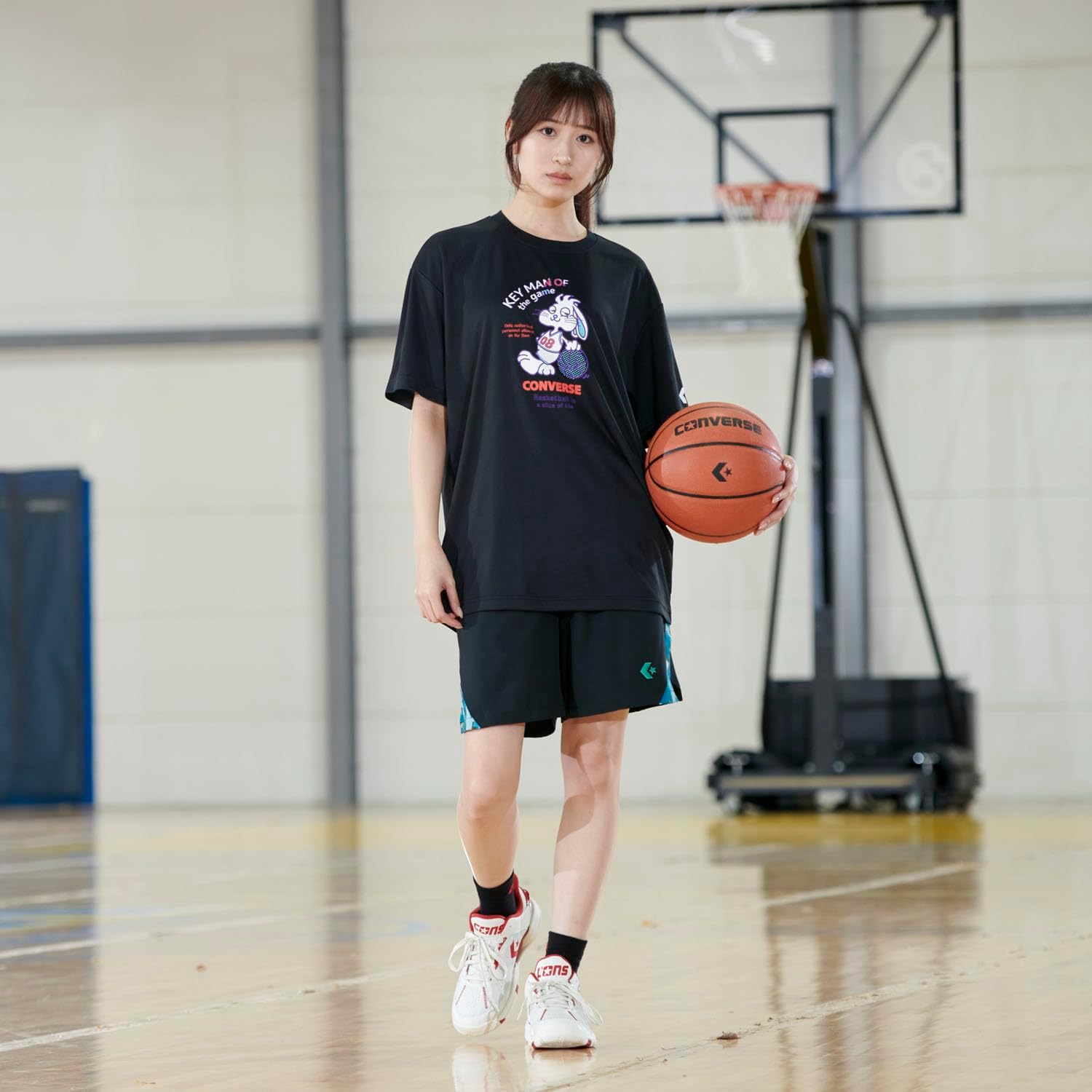 [コンバース] バスケ ズボン プラクティスパンツ ポケット付き 撥水 ストレッチ CB261859 男女兼用 ブラック&times;エメラルド