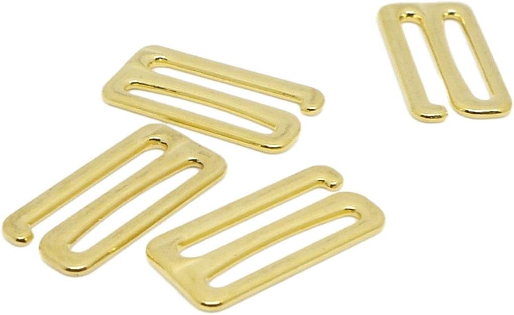 Porcelynne Gold Metal Alloy Replacement Bra Strap Slide Hook - 1" (25mm) Opening - 2 Pairs (4 Pieces)