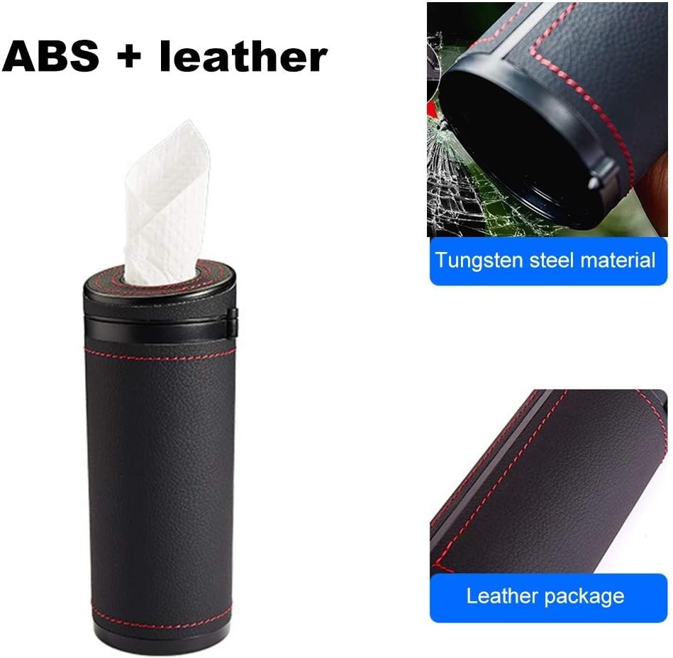 MiOYOOW Car Tissue Holders, Car Cup Holder Tissues Tube Diameter 2.75'' PU Leather Cylinder Tissue Box for Car Bathroom Office Use