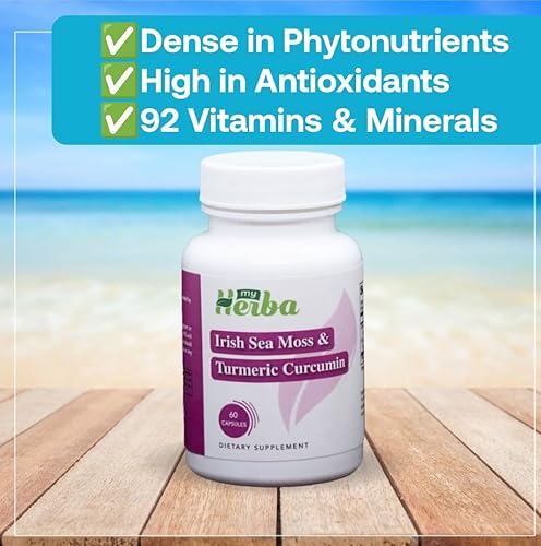 Miniatura 4 de Cápsulas de musgo marino irlandés orgánico y extracto de curcumina de cúrcuma cruda suplemento superalimento - Seamoss 90 píldoras