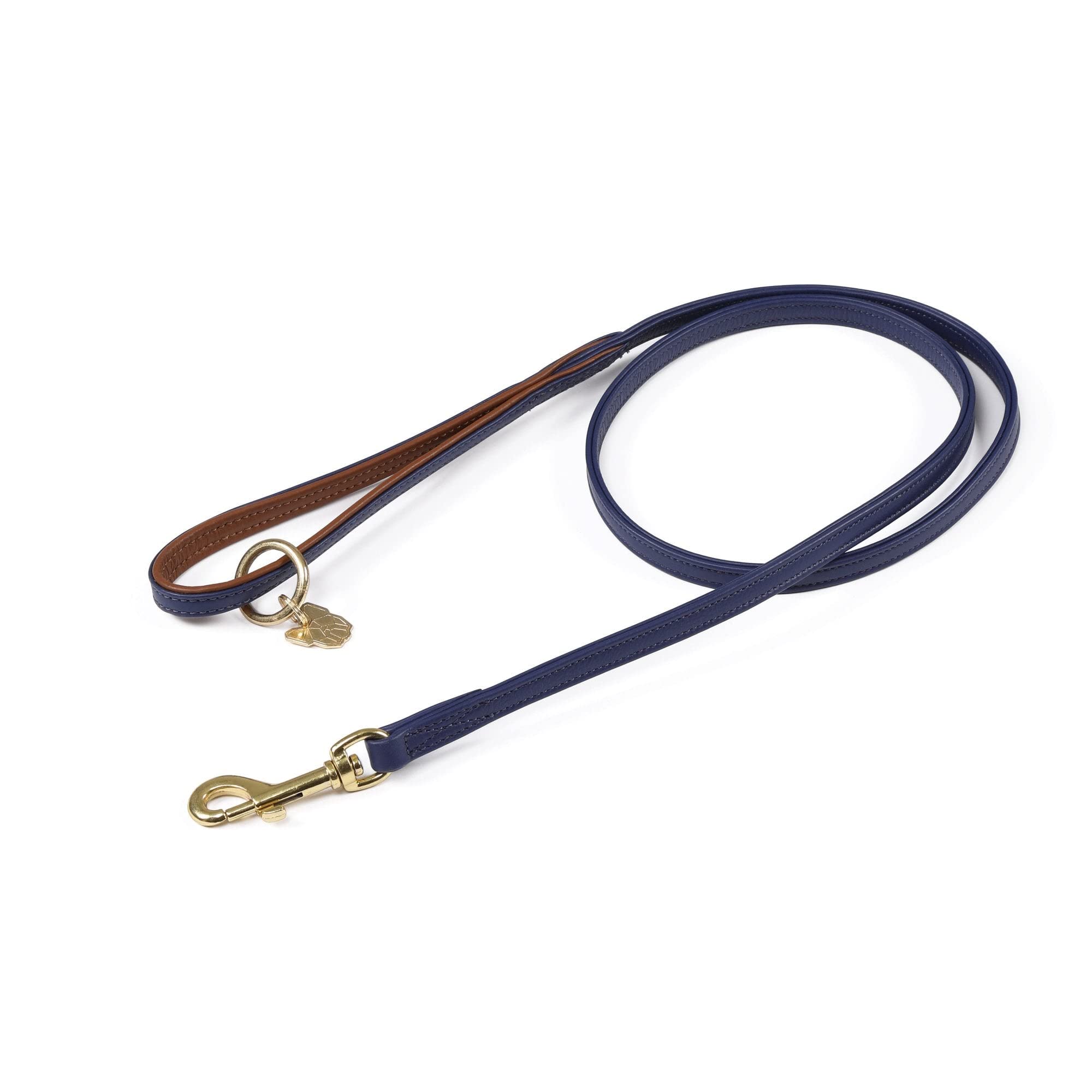 Shires Digby & Fox Padded Leather Dog Lead - Navy Blue 1.2cm