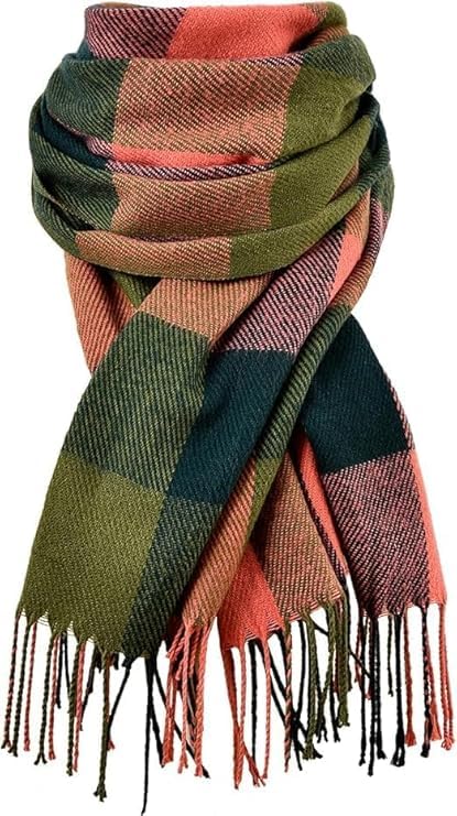 Womens Winter Scarf, Fashion Cashmere Feel Plaid Scarfs for Women