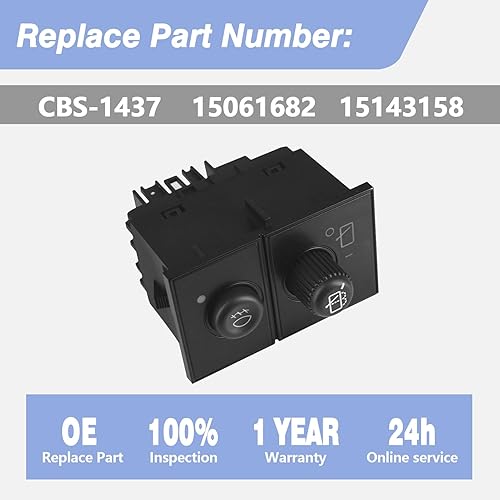 Miniatura 3 de Interruptor del limpiaparabrisas trasero, interruptor de control de luz antiniebla, compatible con Chevy Suburban 1500 2500 2003-2006  TahoeGMC