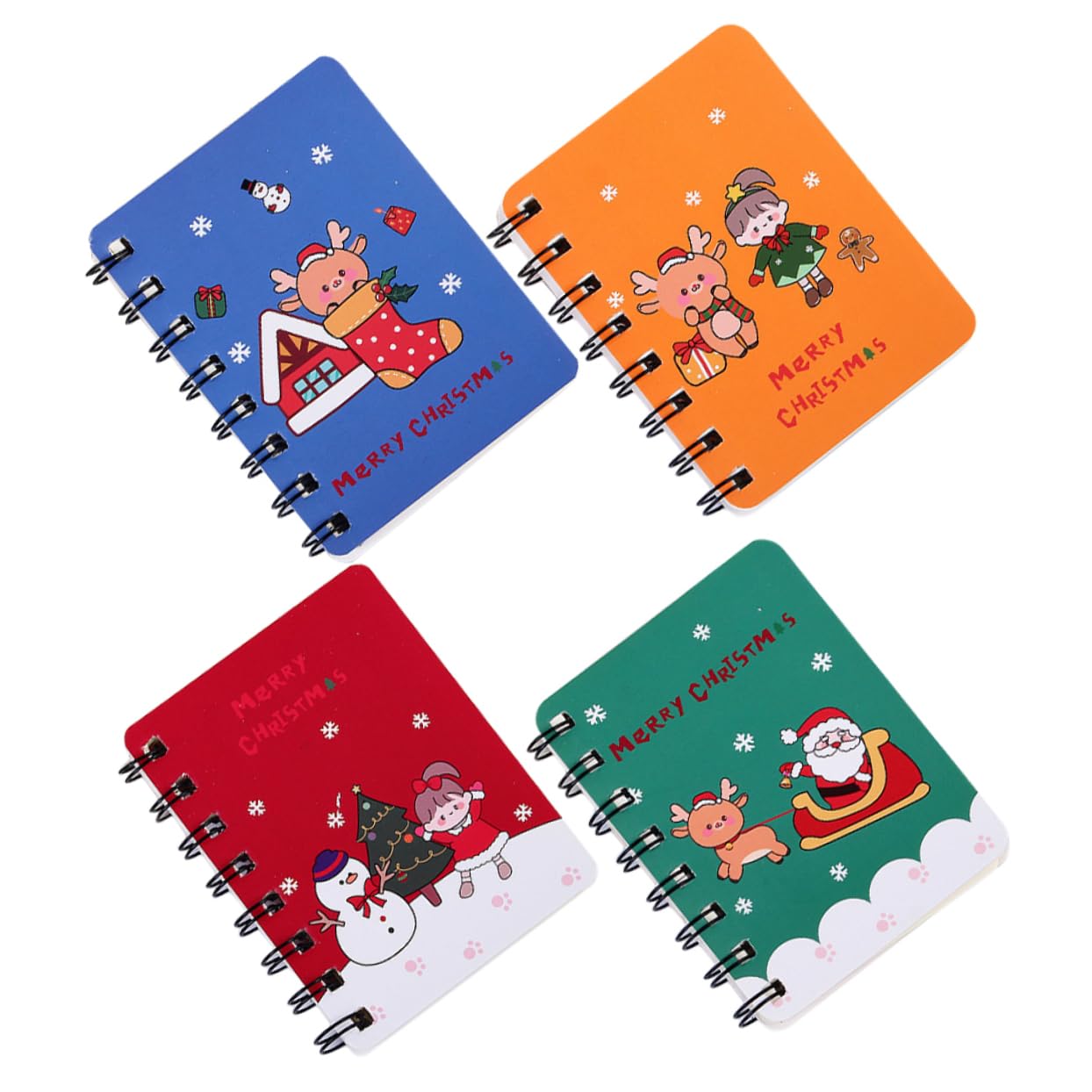 SHINEOFI Notas De Estudio De Navidad Libros De Notas Pequeño Bloc De Notas De Oficina Alumno Christmas Presents Libreta De Espiral Bloc De Notas Espiral Navidad Metal 4 Piezas X 4