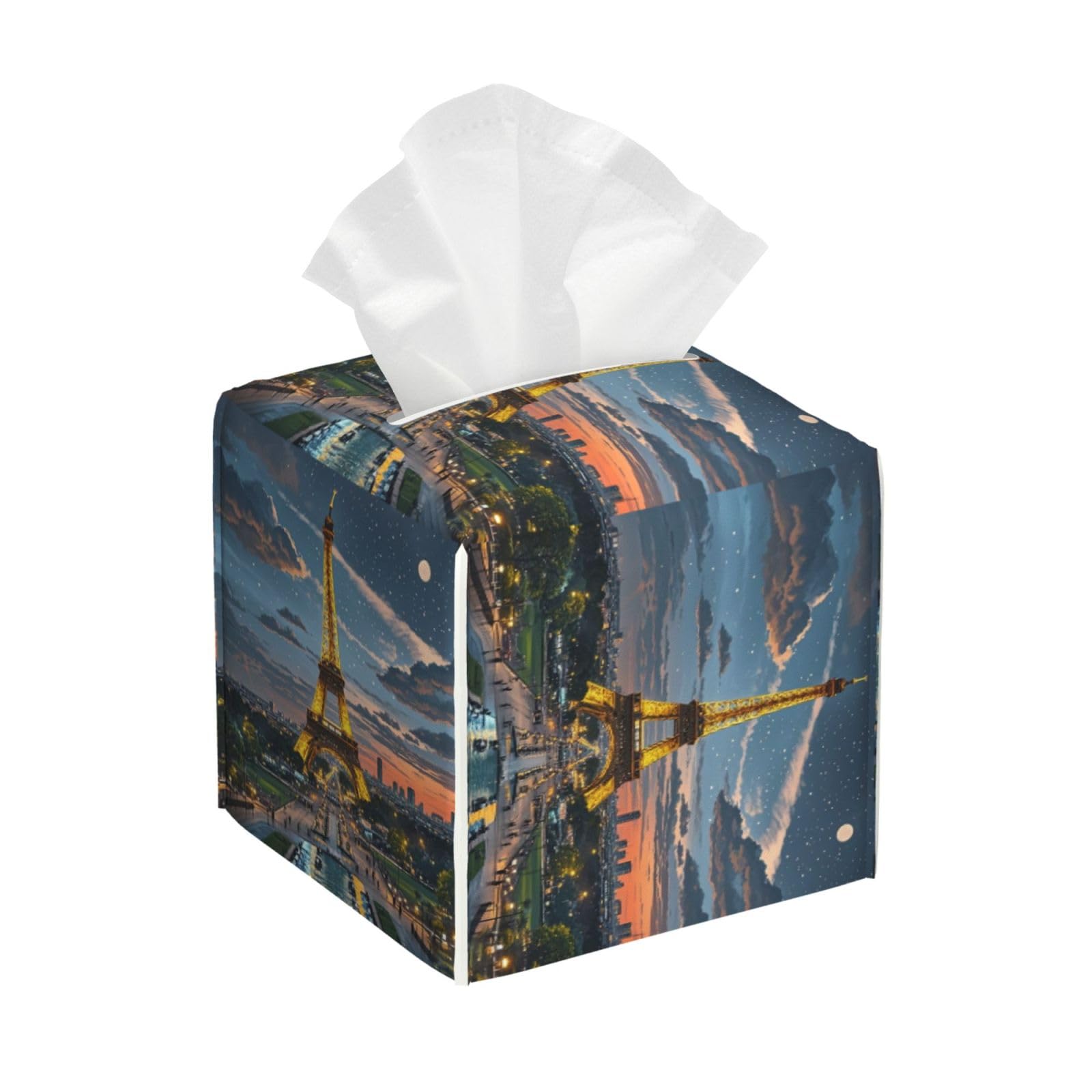 Night Paris Eiffel Tissue Box Cover Square Cube Boxes