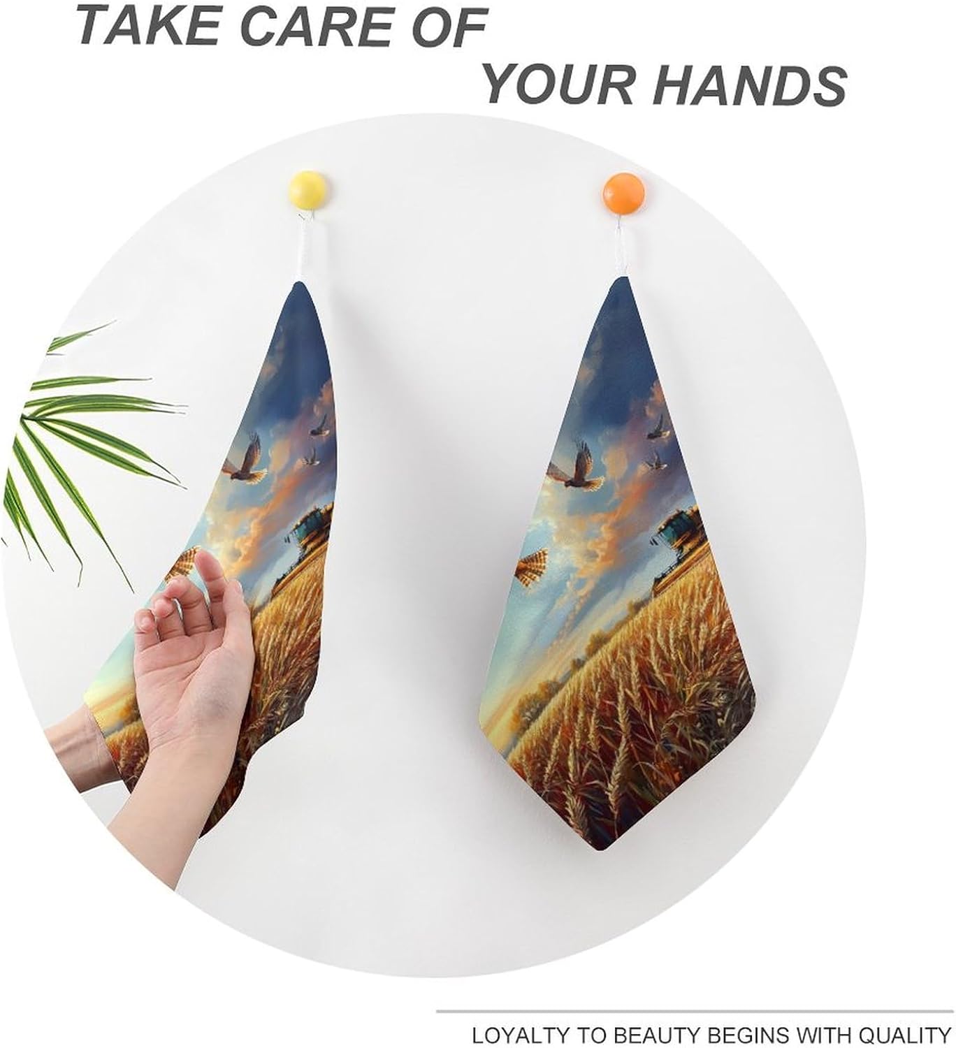 Pheasants Corn Field Harvesting Towel Hand Towels Decorative Towel for Bathroom Kitchen Shower Gym 4PCS
