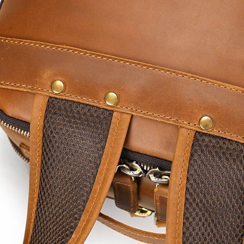 Men's Shoulder Bag Backpack Leather Schoolbag Large Capacity Duffel Travel