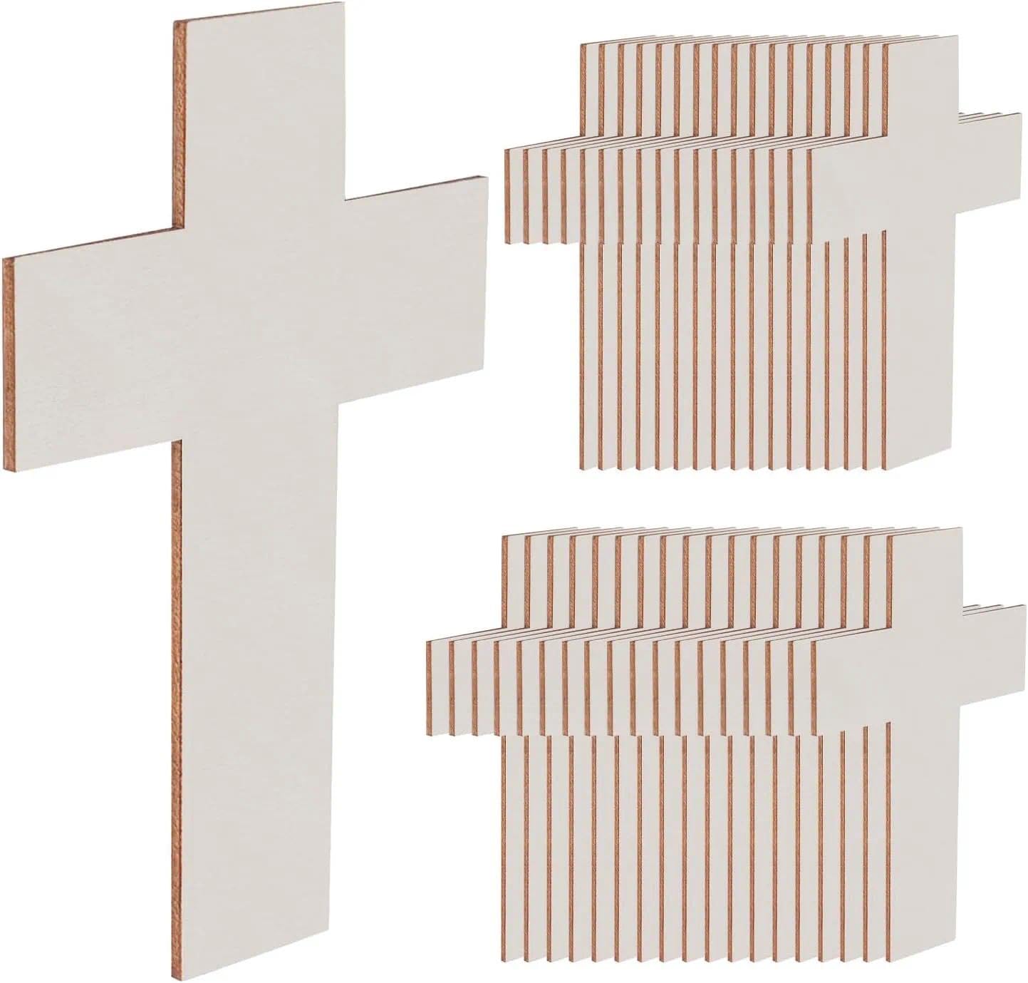 Tissiting 36 Pcs Wooden Cross Cutouts, Unfinished DIY Craft Blank Wood Slices Crucifix Plywood Cutouts for Easter Decorations Projects Painting Arts Craft