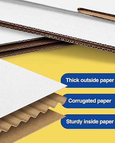 Miniatura 4 de Cajas de envío-13 x 10 x 2 pulgadas 25 cajas de cartón para embalaje, cajas de envío blancas para pequeñas empresas, sobres de cartón corrugado para