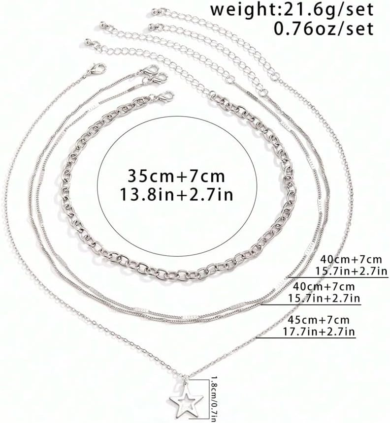 Gold Layered Necklace for Women Trendy Bohemian Stackable Star Pendant Necklace Dainty Minimalist Layered Star Necklace Gold Silver Y2k Necklace Christmas Birthday Party Jewelry - Image 6