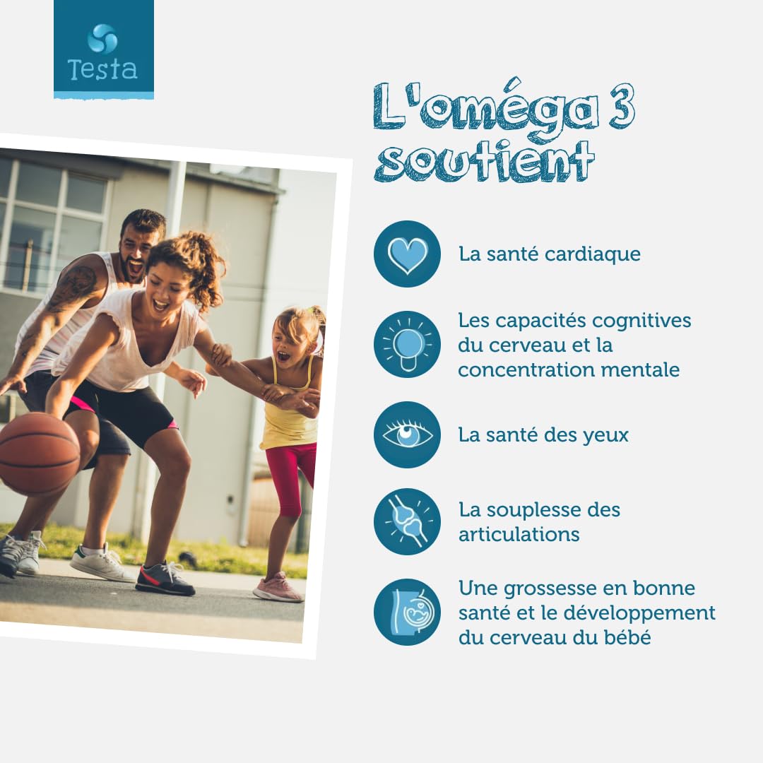 Omega 3 Vegan - Huile d'Algue haute concentration - 300 mg DHA + 150 mg EPA par capsule - Bénéfique pour le Cœur, le Cerveau et les Yeux - 100% Végétal - 60 capsules (2 Mois)