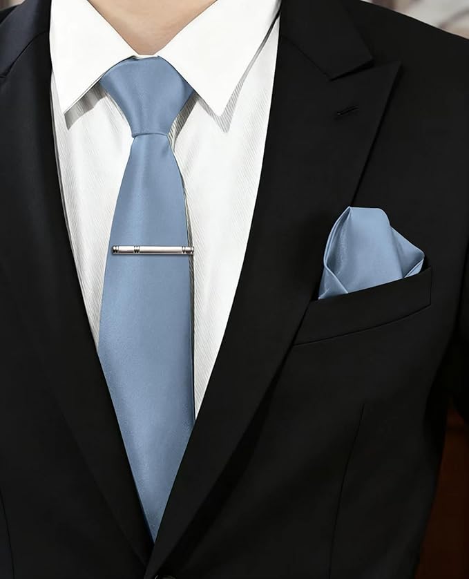 Set de Corbata y Pañuelo con Clip para Hombre miniatura 3