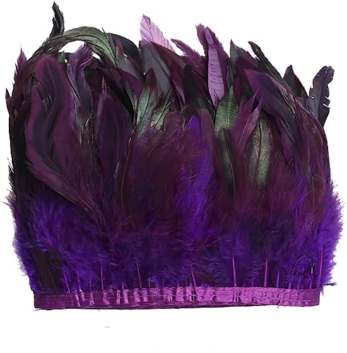 Miniatura 10 de AWAYTR Flequillo de plumas de cogote de gallo recortadas de 5 a 7 pulgadas de ancho paquete de 5 yardas