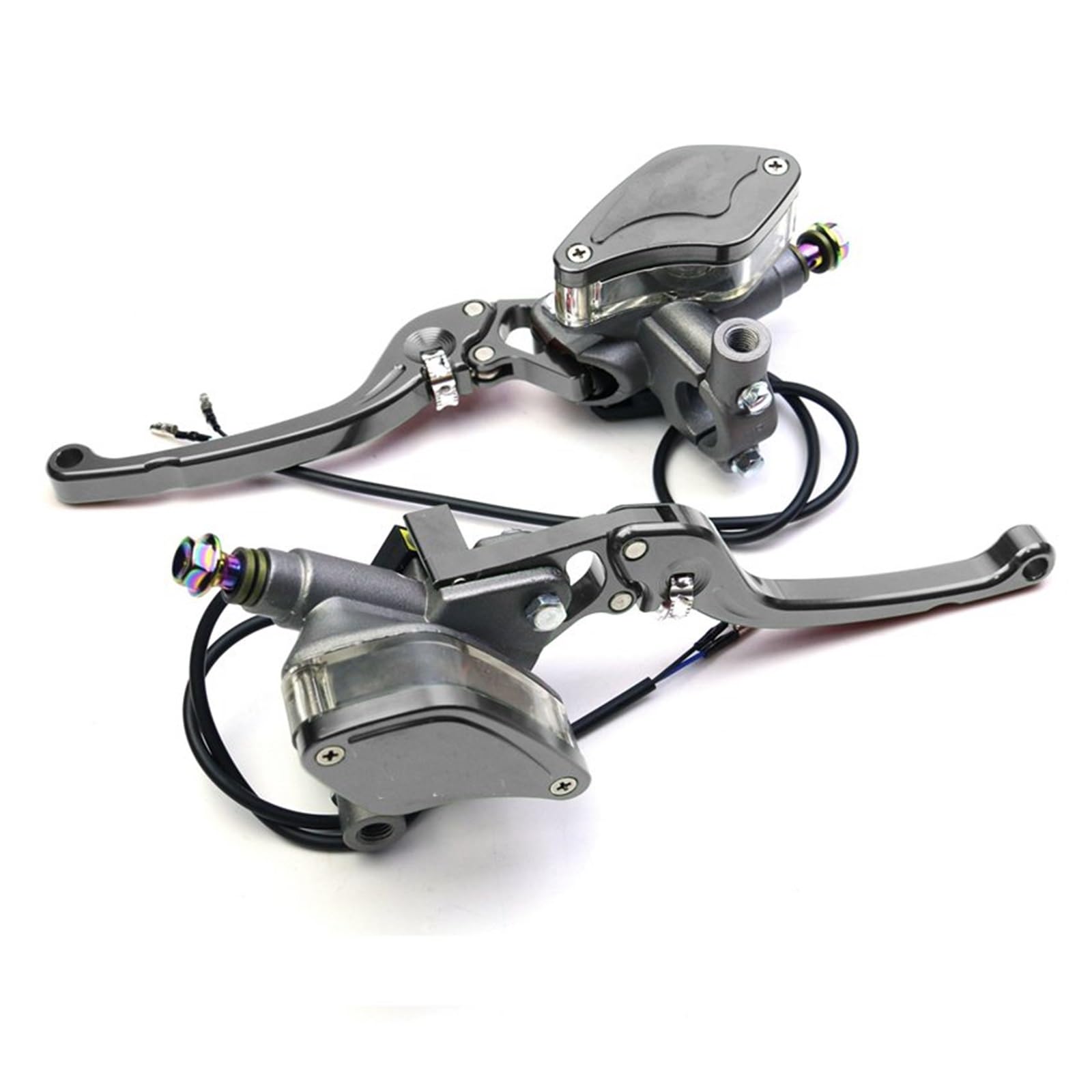 Tingyus Grey Motorbike Brake Lever Motorcycle 22Mm Handlebar Hydraulic Clutch Lever Brake Pump Master Cylinder(Grey)