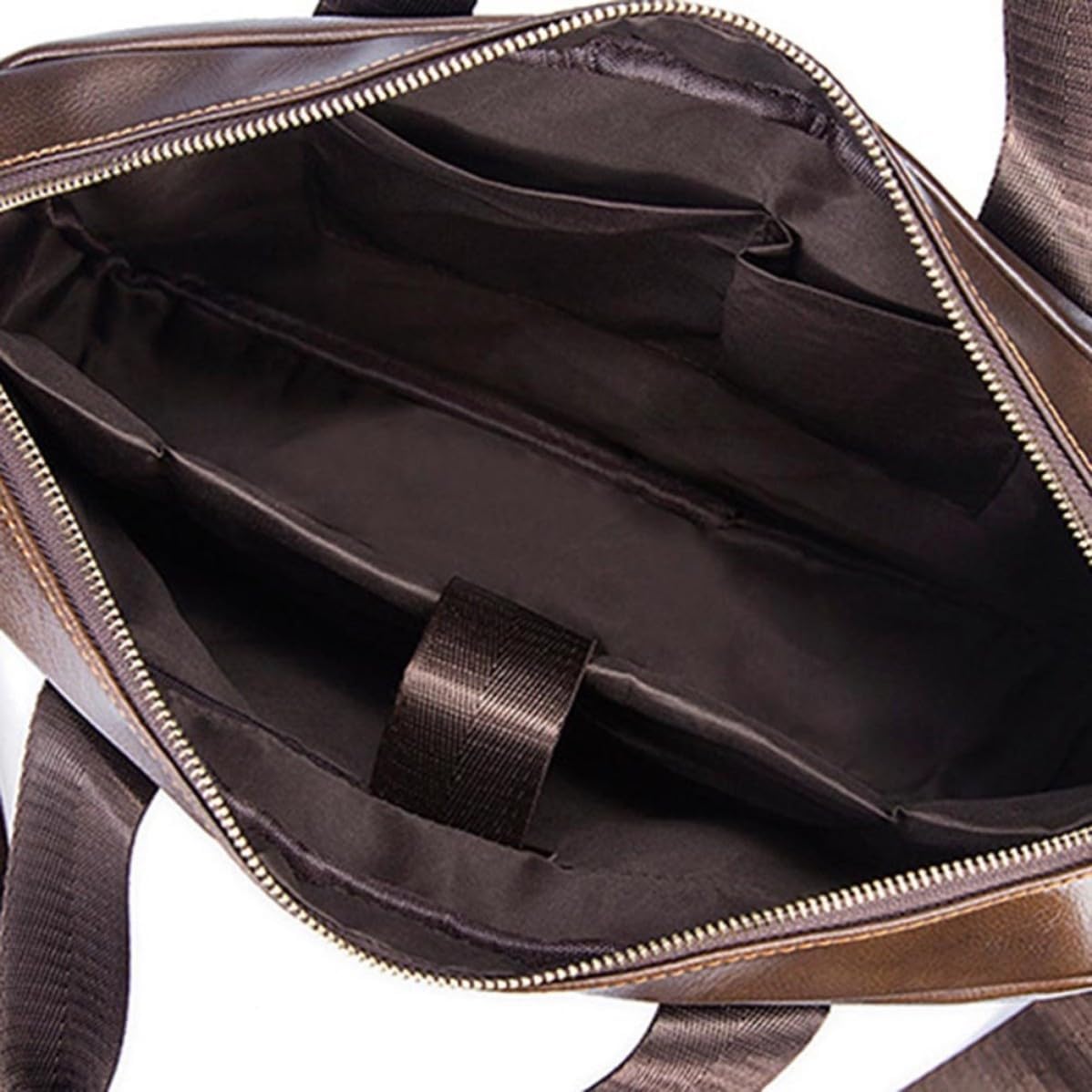 Men Briefcase Leather Hand Shoulder Bag Large Capacity Coffee