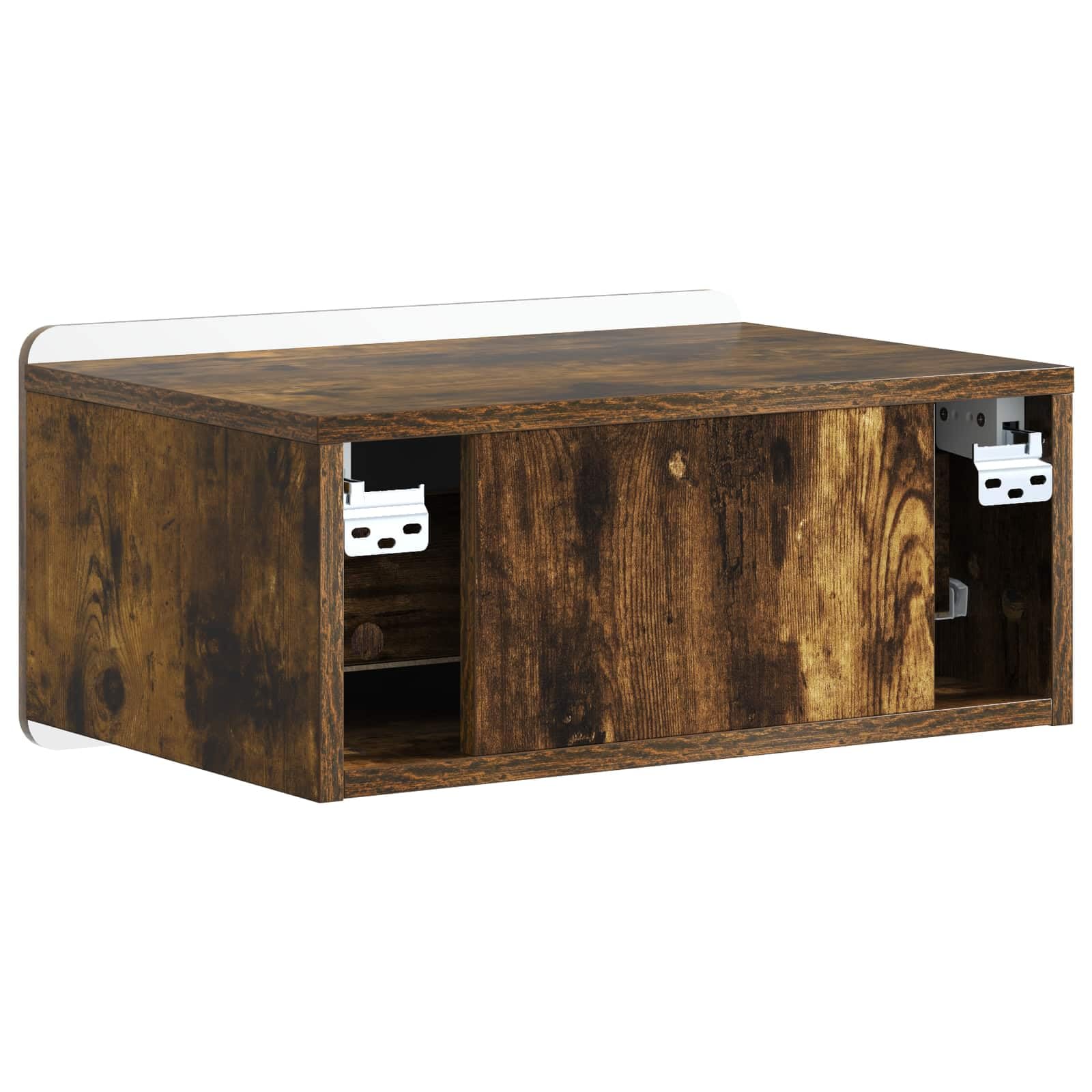 Nachttisch, Wandmontage, 2 Stück, Eiche, 49 x 34,5 x 24 cm | Holzwerkstoff, Aufbewahrungsschublade, modernes Vintage-Design, einfache Pflege mit feuchtem Tuch