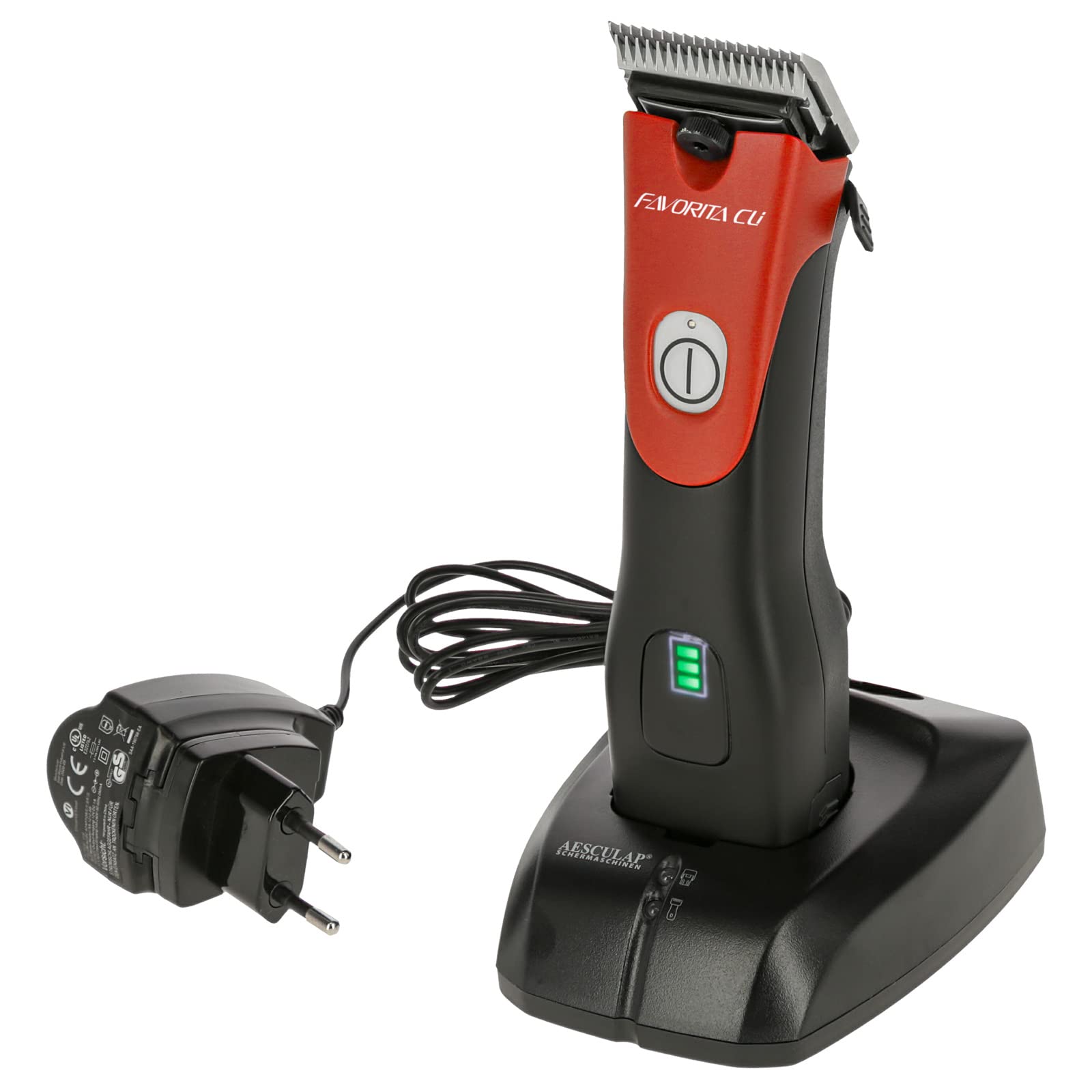 Agrarzone Aesculap Favorita CLi Schermaschine rot Schur Tierpflege Pflege | Akku, Aufsteckkamm Set, LED-Anzeige, Hunde, Pferde, Profi
