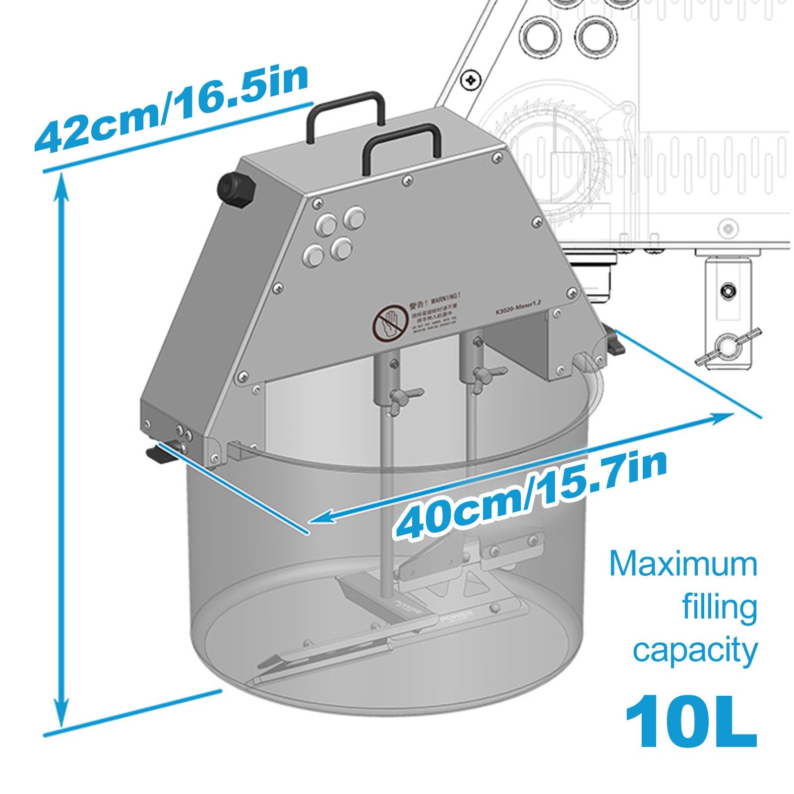 Pentola Elettrica per Mescolare Alimenti con Doppia Pala, Frullatore Professionale per Marmellate da 60 W - capacità Massima 10 L, con Ventola/Luce Ausiliaria per Asciuga,
