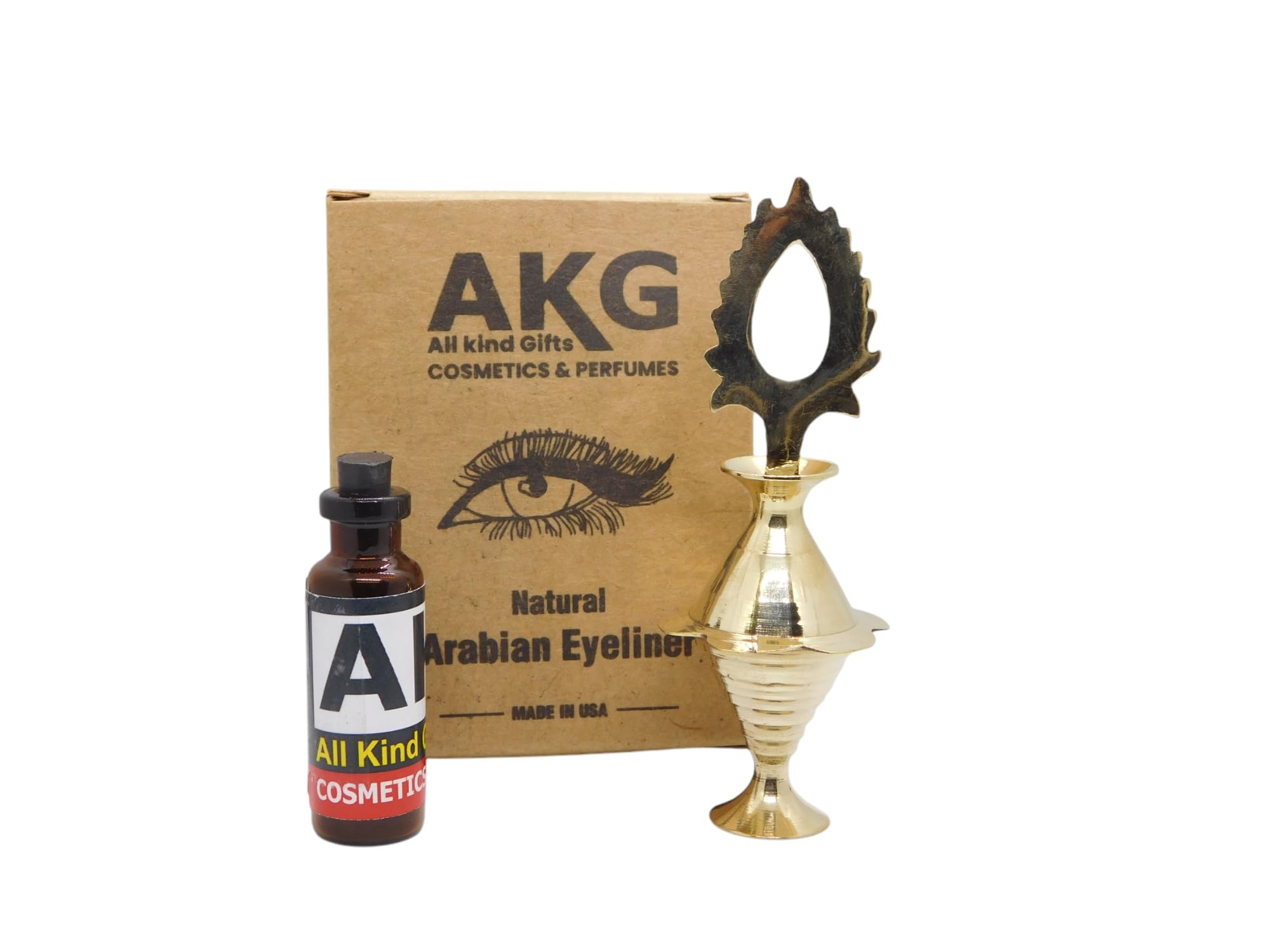 AllKindGifts 100% Natural Black Arabian Eyeliner With Handmade Eyeliner Pot Intense Color, Long-Wearing, Smudge-Proof