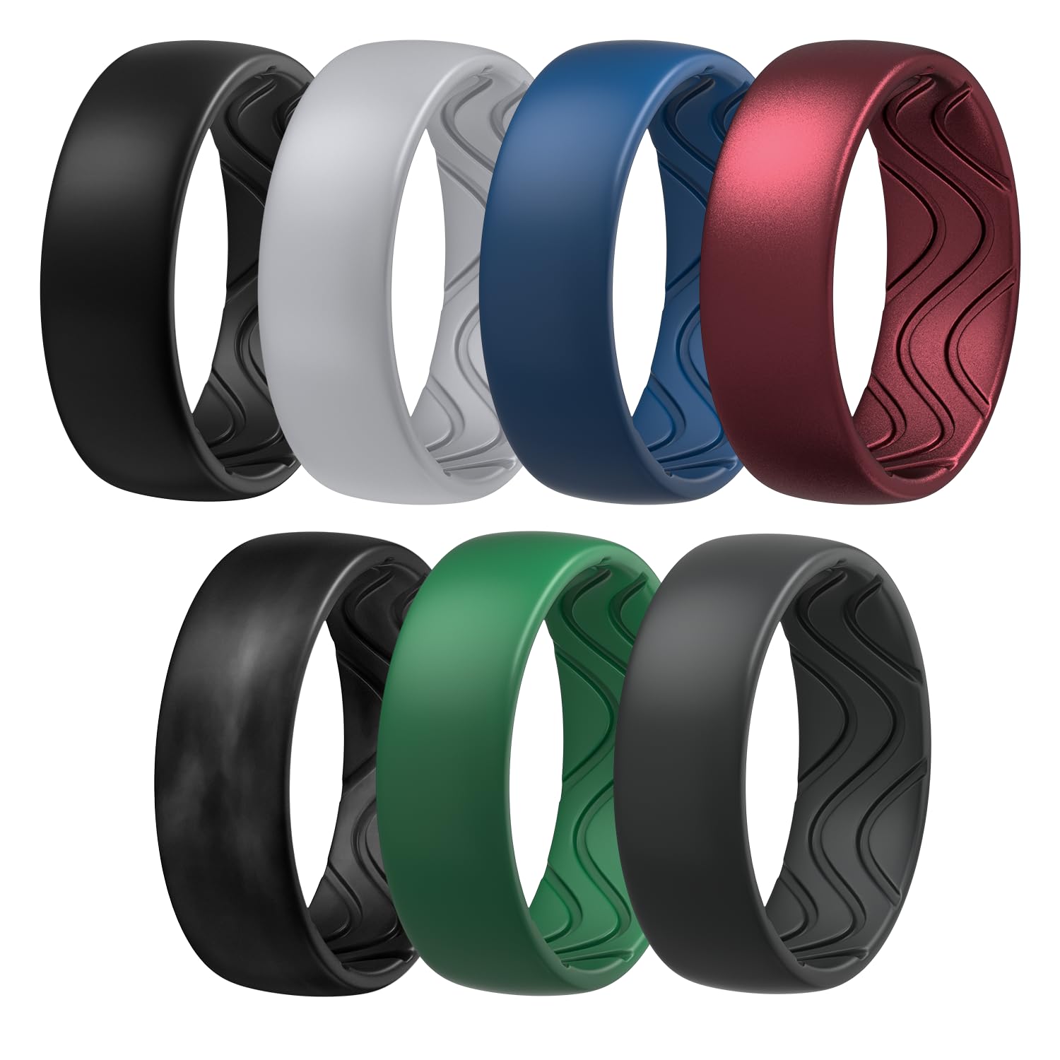 Egnaro Silicone Ring for Him, 8mm Black Flexible Men's Rubber Wedding Band