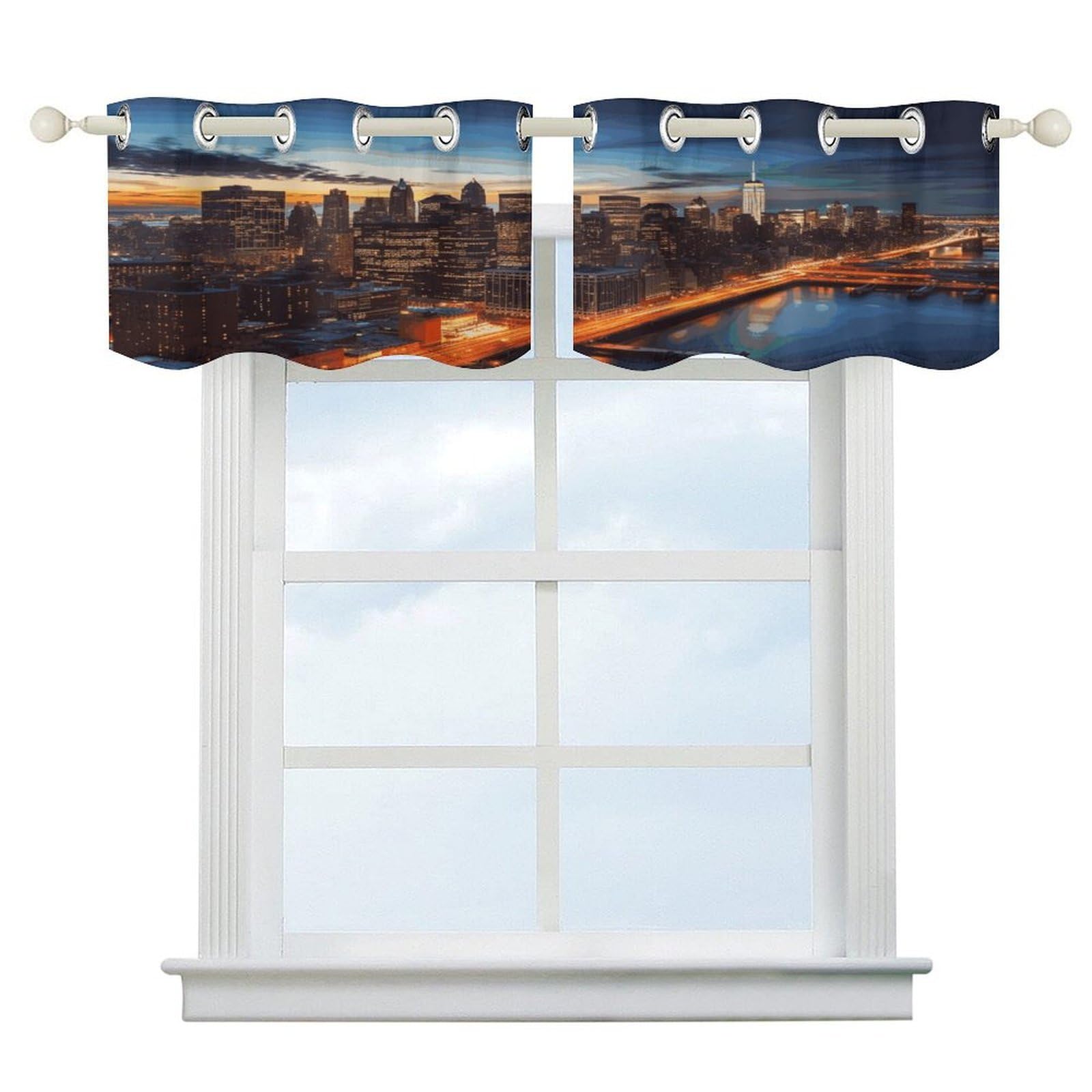 Fekiloot Style New York City Scenery Short Curtains Valance Curtain