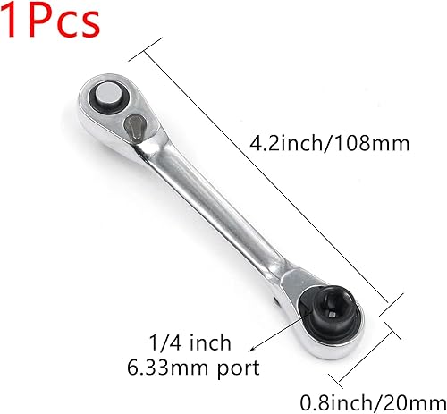 Miniatura 2 de Geesatis Mini llave de trinquete de doble cabeza de 1/4 de pulgada, 72 dientes y broca de destornillador, juego de trinquete, rotador, 5 grados,