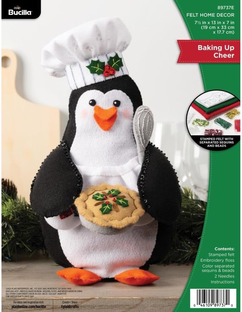 Bucilla Felt Applique Home Décor Kit, Baking Up Cheer, Perfect for DIY Arts and Crafts
