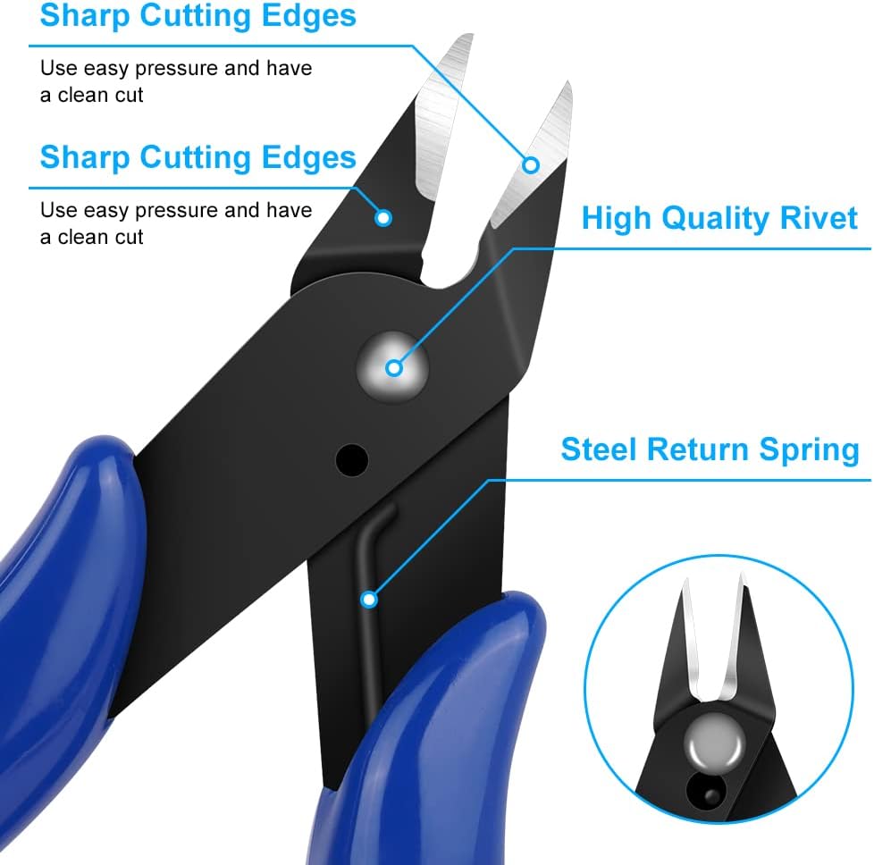 Ainiv Wire Cutters, Spring-loaded Side Cutters Flush Cutters, Diagonal Cutters Precision Side Cutters, Diagonal Cutting Pliers in CRV Steel, Heavy Duty Cutting Pliers for Electrical, Homes