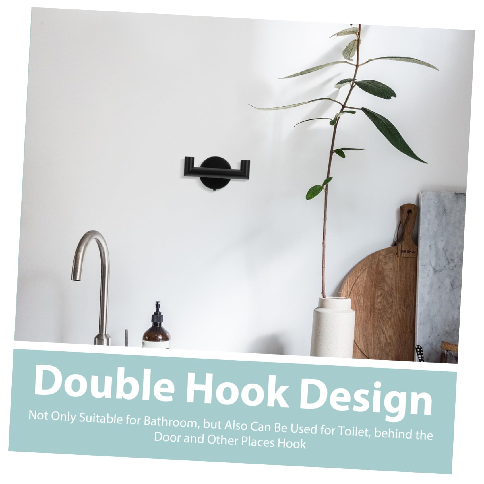 Holibanna 2piezas Ganchos Dobles Toalla Acero Inoxidable Ahorran Espacio Fácil Instalar Ducha Baño