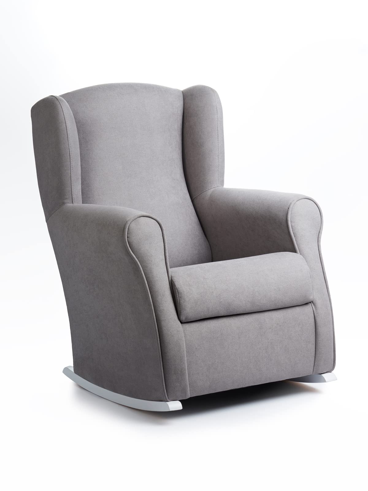 Sillonea - Sillón Lactancia Roma, Usado para amamantar/Dar el Pecho. Butaca balancín para habitación del Bebe. Medida: 100x74x77 cm. Tapizado con Tela Antimanchas. [Gris, Blanco]