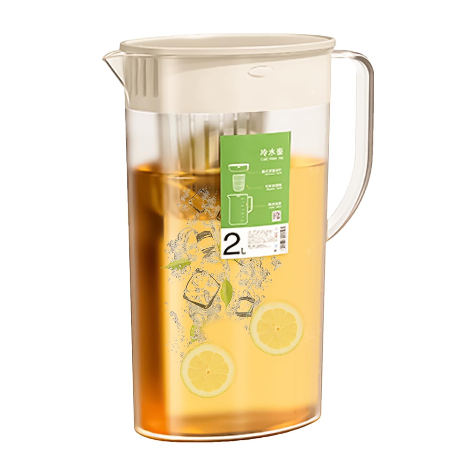 Pichet à eau avec infuseur à fruits 2 L couvercle distributeur de boissons