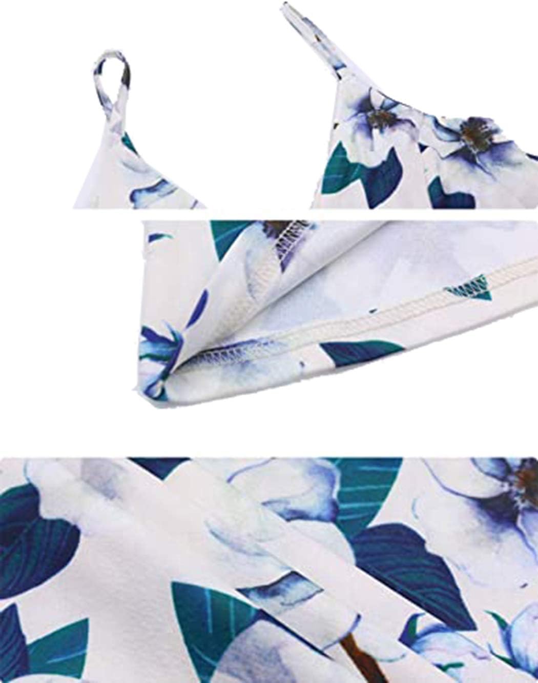 CASURESS Womens Dresses V Neck Mini Floral Spaghetti Strap Tie Knot Front Flowy Pleated Swing Dress - Image 5