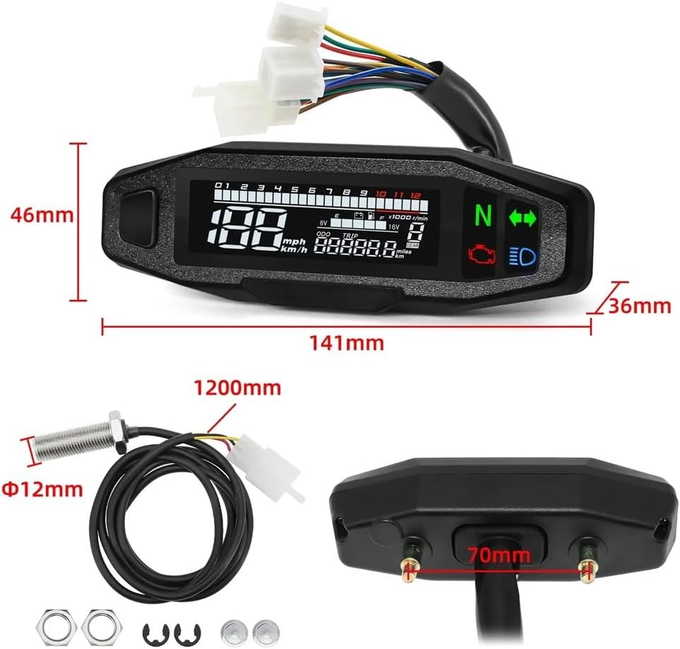 Motorcycle Odometer Gauge Universal Digital Meters Instrument Motorcycle Taachometer Oil Gauge Tachometer Cluster Turn Signal Light Indicator