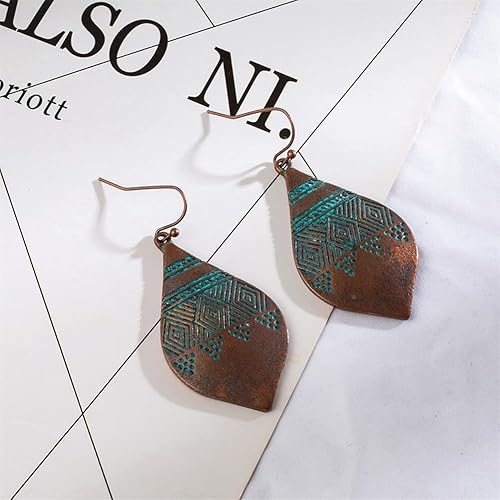 Miniatura 5 de Aretes únicos de estilo nacional bohemio para mujeres y niñas, hechos a mano, retro, bohemios, con forma de lágrima, colgantes, aretes de gota