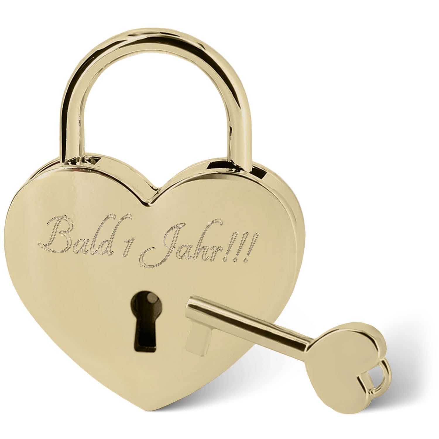 Mini Cadenas Cœur Gravé Avec Clé - Cadeau Saint Valentin - Or/Rose/Argent - 39x30mm