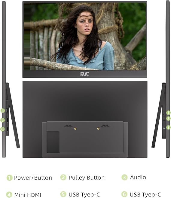 15.6 Wireless Portable Monitor 1080P FHD IPS 100% sRGB, Built-in Kickstand Second Screen for Laptop, AirPlay & Miracast Wireless Casting, USB-C HDMI Plug and Play External Display for PC Phone