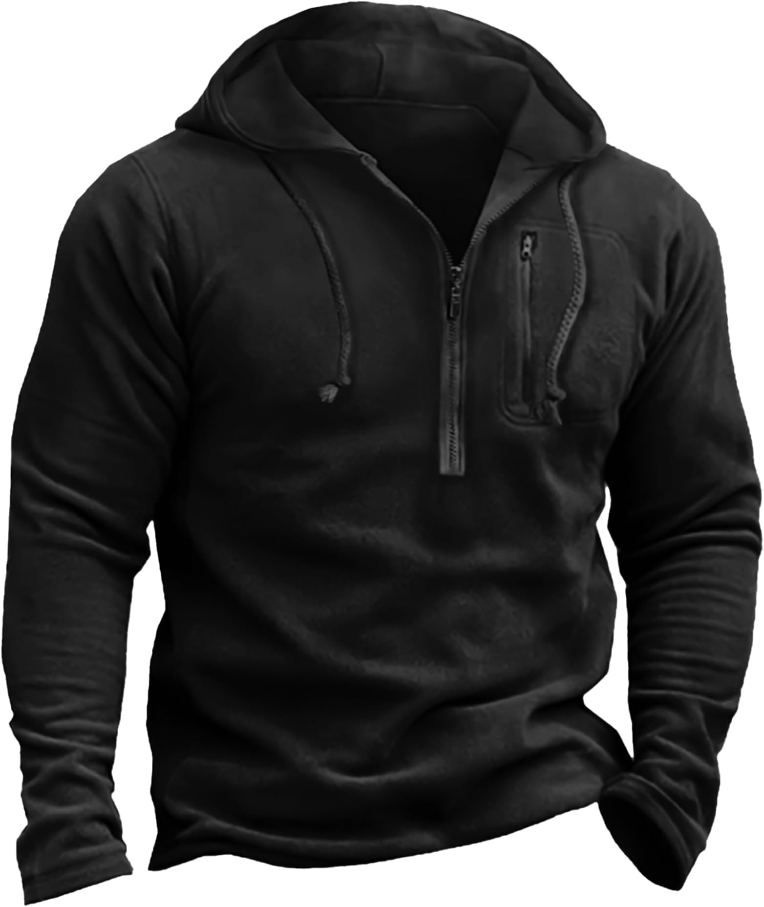 BeotyshowMen's Tactical Fleece Jacket Stylish Warm Winter Quarter Zip Military Jackets Pullover Coat Sweaters with Pocket