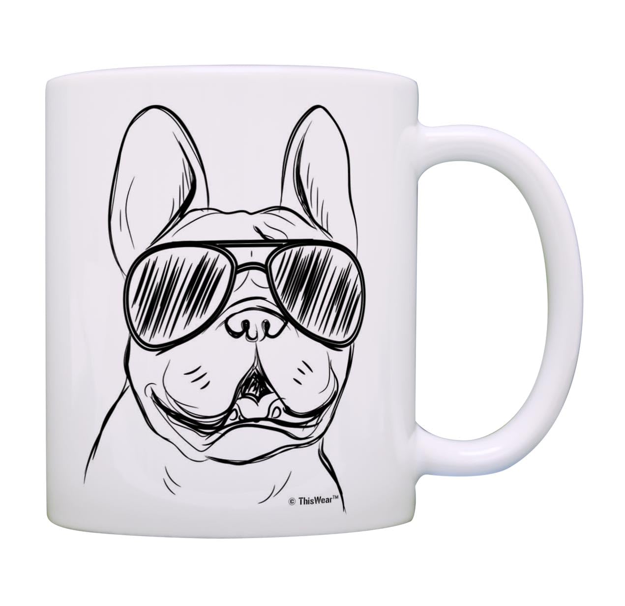 ThisWear Dog Lovers Gifts French Bulldog Wearing Sunglasses Frenchie Cup Dog Owner Gifts Coffee Mug Tea Cup White