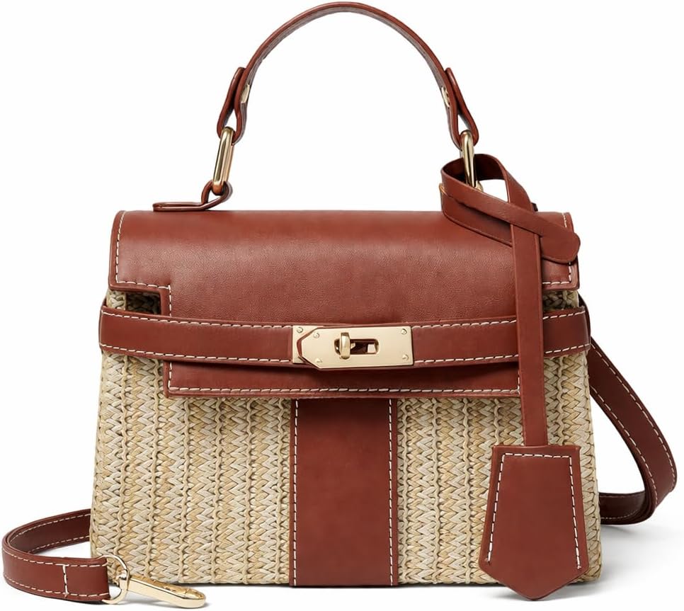 NaturalWeave Women's Straw Shoulder Bag - Woven crossbody bag for women, perfect for beach and summer use, made with durable straw material.