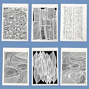 TIAMECH 6 Pieces Abstract Geometry Texture Stencils for Painting Reusable Hollow Leaves Lines Layering Stencil DIY Scrapbook Coloring Decorative A4 Size Templates