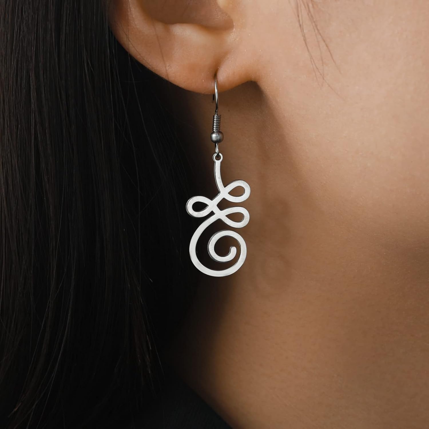 Amaxer Stainless Steel Unalome Symbol Earrings for Women Buddhist Hindu Spiritual Jewelry Yoga Meditation Ear Accessories - Image 2