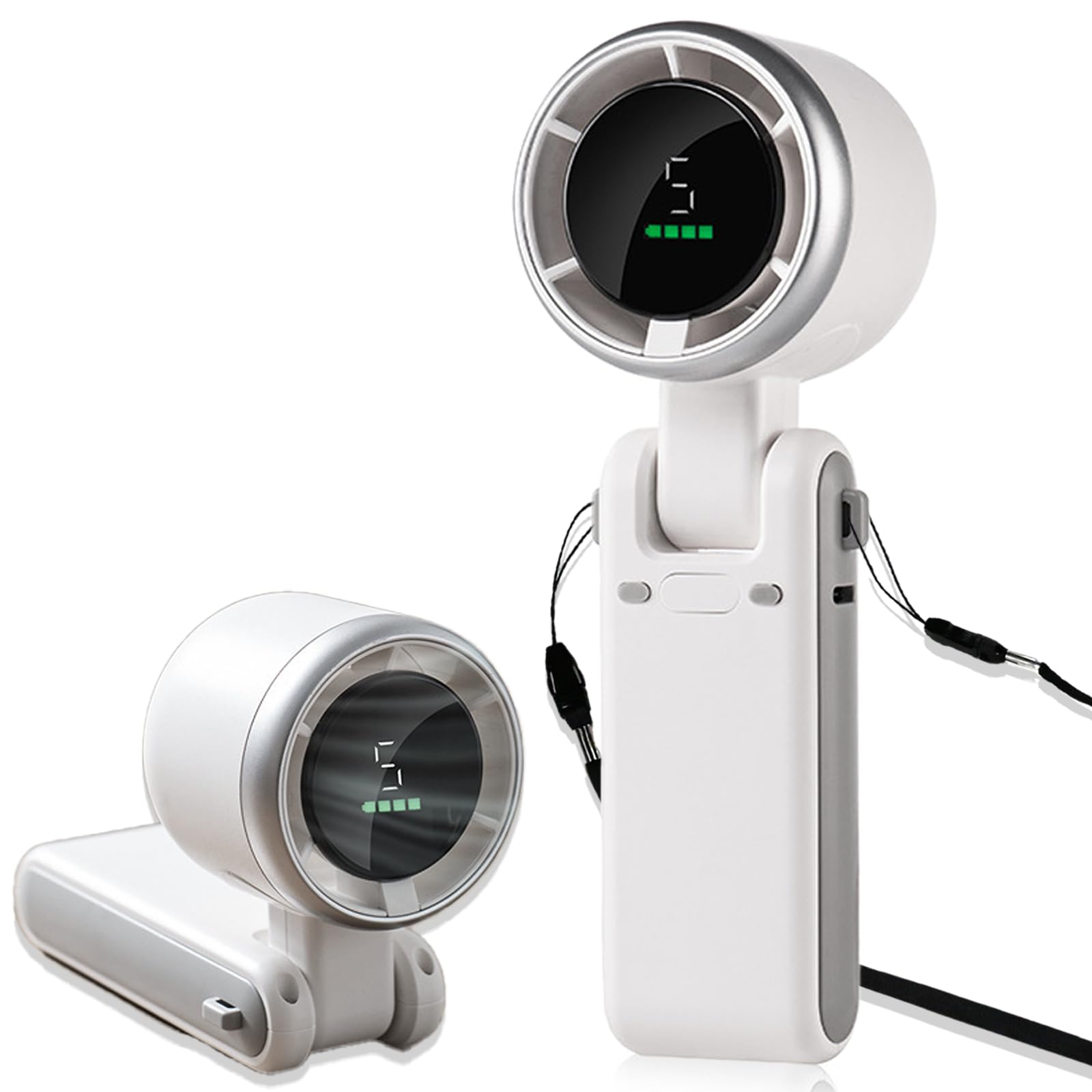 Ventilador turbo portátil de mano blanco de 4000 mAh ideal para viajes y oficina con 5 marchas