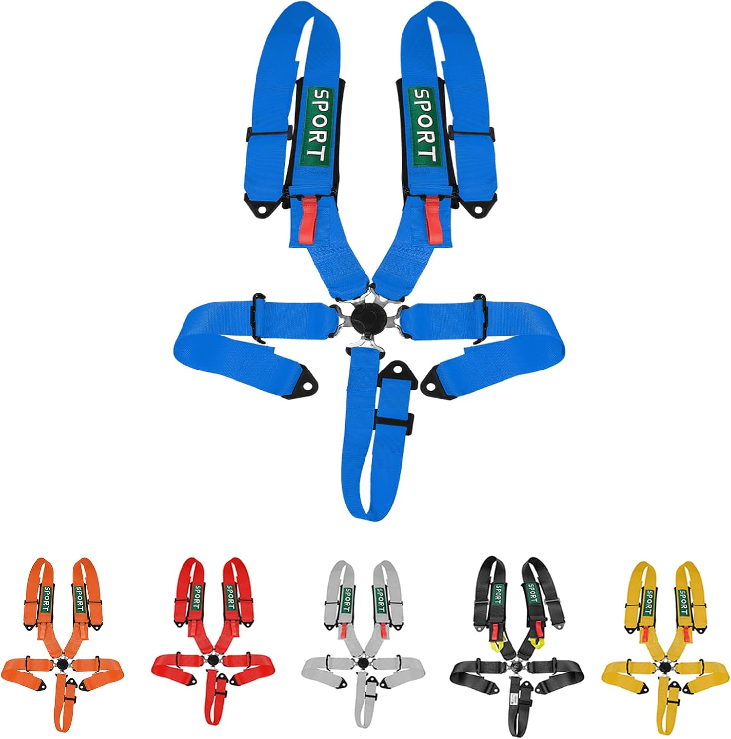 5 Point Racing Harness SFI Approved Protection Heavy Duty Shoulder Pads Quick Release Cam Lock