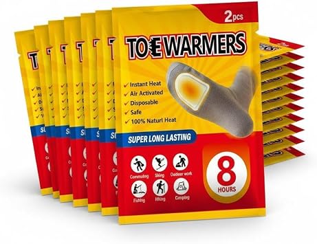Toe Warmers for Men & Women – 10 20 30 Pairs, 8 Hour Warm Feet, Air-Activated, Instant Heat, Disposable Foot Warmers for Skiing, Hiking & Outdoor Work, 100% Natural & Ready to Use