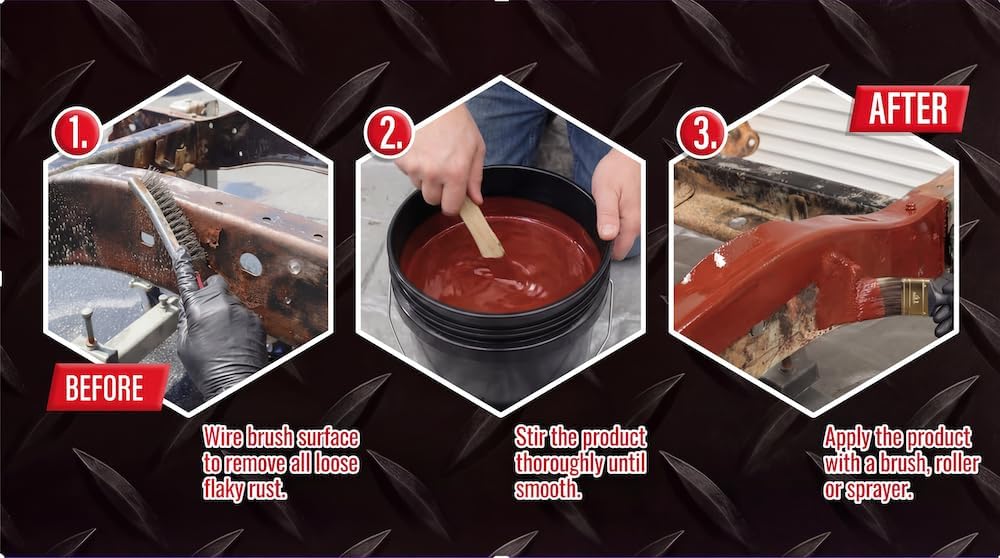 2-in-1 Rust Converter & Metal Primer - 1 Gallon Red Rust Paint Inhibitor for Metal, Ultra Car Rust Reformer & Encapsulator, Long-Lasting Anti Rust Conversion Coating, Heat Resistance.Covers up to 1,000 Sqft. Per Gallon. Permanently Stops Corrosion. Made in the USA.