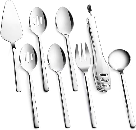 KINGSTONE Large Hostess Serving Utensils Set, 18/10 Stainless Steel Heavy