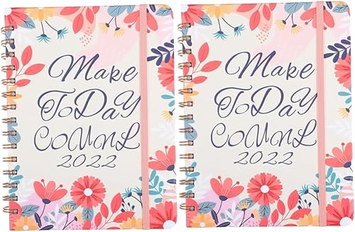 Tofficu 2 Pcs 2022 Schedule Planner Calendar Book 2022 Agenda Planner Yearly Planner 2022 Wirebound Notebook 2022 Planner Notebook Daily Schedule