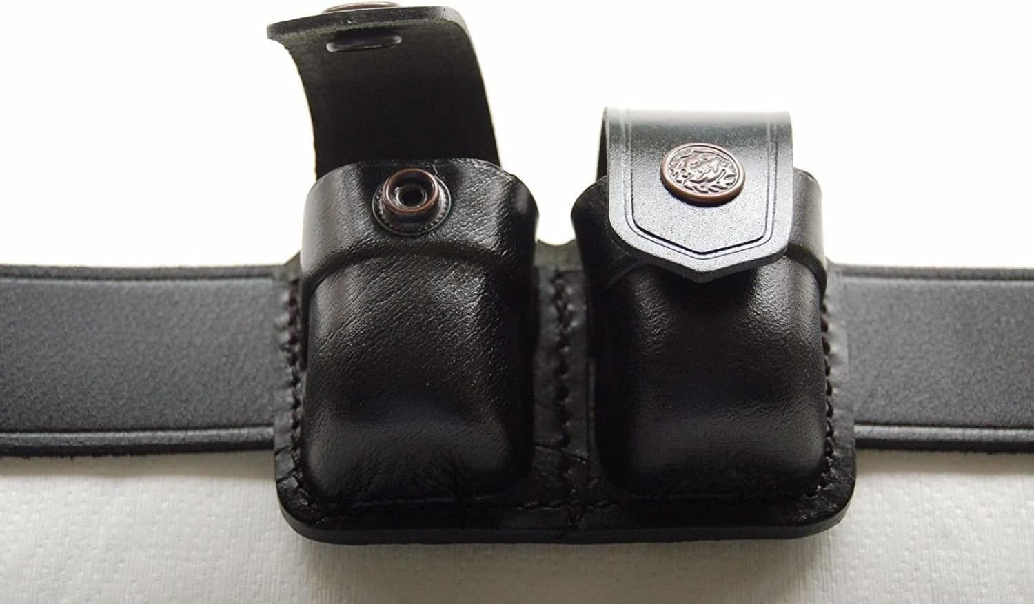 Speedloader Pouch for 357 Magnum 6 & 7 Shots, 44 Magnum 5 Shot, S&W .38 Special 6 Shot Genuine Leather Single & Double Speedloader Carrier/Case Handmade (Brown, Black)